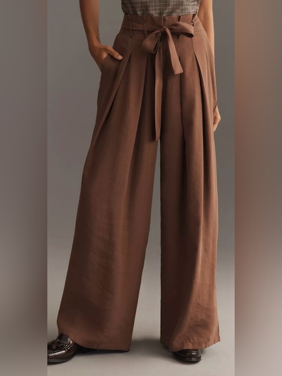 Anthropologie Pants - Anthropologie Wide-Leg Paperbag Trousers in a chocolate brown XL tall